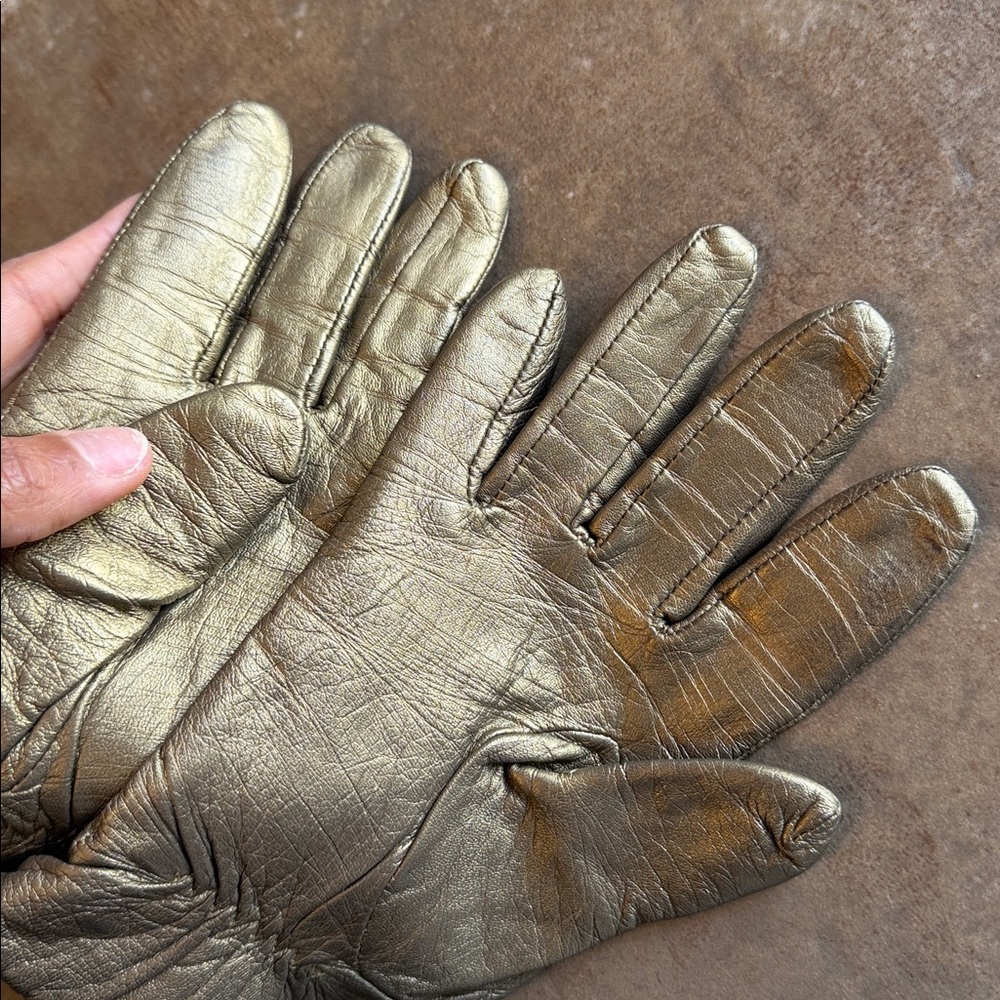 Metallic Bronze Leather Gloves – Genuine Leather - Picture 9 of 12